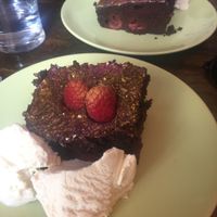 Chocolate and raspberry cake at Vegan Food Pimp in Brighton