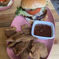 Queen’Noa-Lentils Burger and Nuggets with BBQ dip  at Lia's Kitchen in Berlin