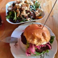 We had the chicken&avocado hamburger and Lia's salad. Food was good and the deco nice enough. We do recommend! at Lia's Kitchen in Berlin