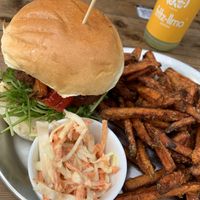 Chicken special and sweet potato fries at Lia's Kitchen in Berlin