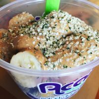 acai bowl topped with peanut butter and hemp at Acai Express in Cocoa Beach