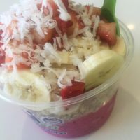 Pitaya bowl with strawberries and banana, hold the honey.  at Acai Express in Cocoa Beach