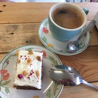Carrot cake and long black at Maker in Petersham