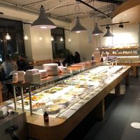 The buffet from a distance. the cakes are served from the bar. at Spirit in Amsterdam