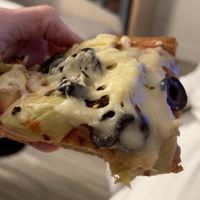 Vegan gluten free with Daiya, olives and artichoke hearts    at Razzi's Pizzeria - Howell St in Seattle