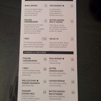 Back of menu at Rick's Good Eats in Mississauga