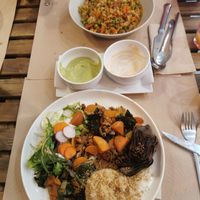 Estofado zanahoria y risotto at BioXoco in Barcelona