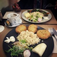 Falafel , for her. Seitan, tempeh for me   at BioXoco in Barcelona