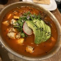 Delicious pozole with lots of flavors and textures  at La Flaca - Americana in Guadalajara