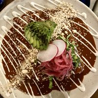 Enmoladas stuffed with tofu and plantains   at La Flaca - Americana in Guadalajara