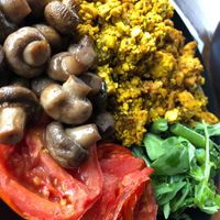 Open tofu scramble wrap at Onda Food House in Aireys Inlet