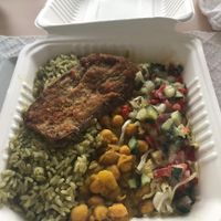 Arroz, estofado de garbanzos y berenjena crispy at Saviti in Bogota