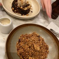 Apple + berry crumble and chocolate babka desserts  at Plants by Deliciously Ella in London