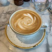 Almond Milk Latte w/maple syrup.  at Plants by Deliciously Ella in London