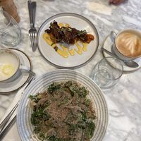 Caesar salad and the vegetable fritters. Friend said they were delicious   at Plants by Deliciously Ella in London