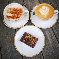 Coffee and Brownie at Plants by Deliciously Ella in London