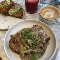Truffle mushrooms, and avo mousse  at Plants by Deliciously Ella in London