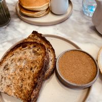 Nut butter on sourdough  at Plants by Deliciously Ella in London