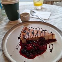 Sour cherry cheesecake at Plants by Deliciously Ella in London