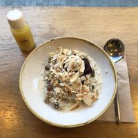 Overnight oats and ginger shot at Plants by Deliciously Ella in London