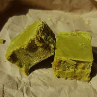 Pistachio barfi made with gram flour at HealthyWealthy in North London