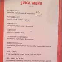 juice menu 1 at GiGi's in Simpson Bay