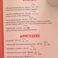 salads & appetizers menu at GiGi's in Simpson Bay