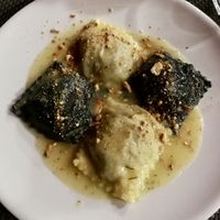 Black & white ravioli  at La Tecia Vegana in Venice