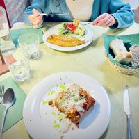 Lasagna and omelette at La Tecia Vegana in Venice