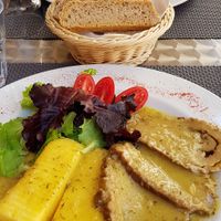 Seitan roast with polenta and lentil burger at La Tecia Vegana in Venice