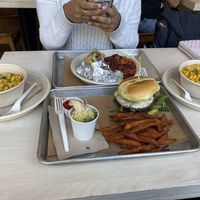 Fish tacos, Mac and cheese, sweet potato fries, and cheese burger  at Kal'ish in Chicago