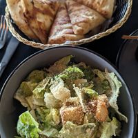 Caesar salad and warm pita at The Lemon Tree in St Catharines