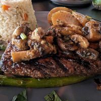 Beyond Steak with asparagus and fried mushrooms at The Lemon Tree in St Catharines