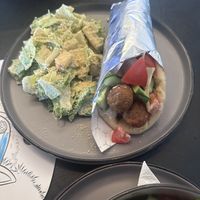 Falafel wrap and caesar salad!   at The Lemon Tree in St Catharines