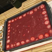 Raw strawberry banana cake  at SUKA in San Juan