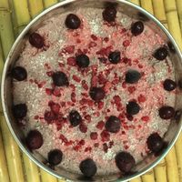 Raw cherry Jubilee tart   at SUKA in San Juan