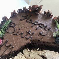 Partially served eaten vegan chocolate cake - 8in  at Wildfire Bakery in Victoria