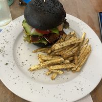 Tofu burger  at Paraíso Vegano in Mexico City