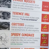 Some of the vegan options at Kuky's Place in Zaragoza