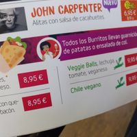 Some of the vegan options at Kuky's Place in Zaragoza