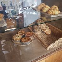 Vegan sausage and bean pies & bread at McNab's in Barnard Castle