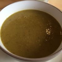 vegan pea, potato and mint soup at McNab's in Barnard Castle