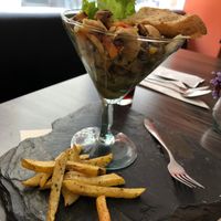 Ceviche de champiñones at Mestizo Vegano in Bogota