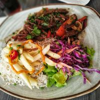 La preparación del seitán es delicioso🌱 at Mestizo Vegano in Bogota