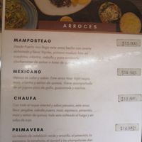 Menu at Mestizo Vegano in Bogota