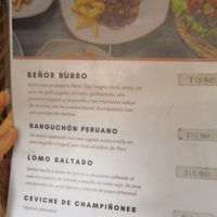 Menu at Mestizo Vegano in Bogota