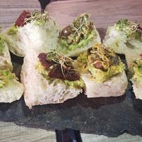 Quinoa Bread with toppings  (Plat du jour  at Mestizo Vegano in Bogota