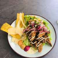 Entrada de chicharrones   at Mestizo Vegano in Bogota