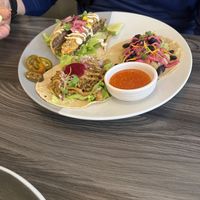 Taco trio  at Mestizo Vegano in Bogota