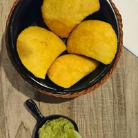 Empanadas de ajiaco at Mestizo Vegano in Bogota
